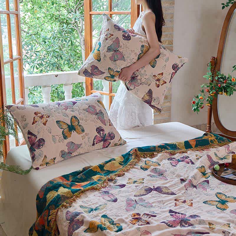 Ownkoti Elegant Butterfly Tassel Cotton Blanket - image 20