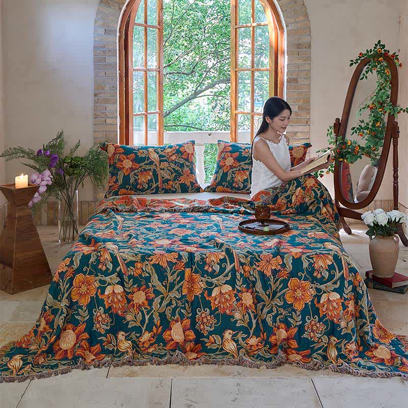 Ownkoti Luxurious Floral Cotton Tassel Quilt - image 3