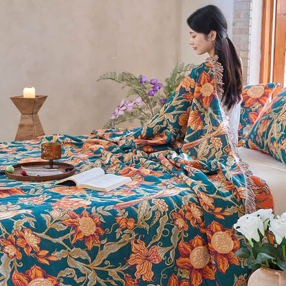 Ownkoti Luxurious Floral Cotton Tassel Blanket - image 5
