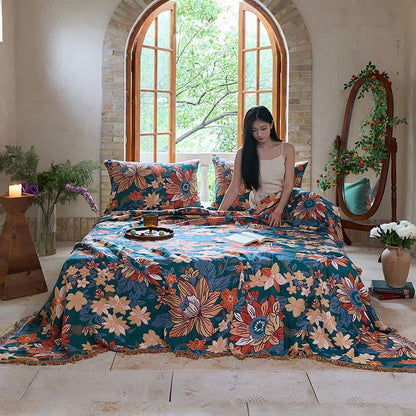 Ownkoti Flourishing Floral Cotton Tassel Quilt - image 3