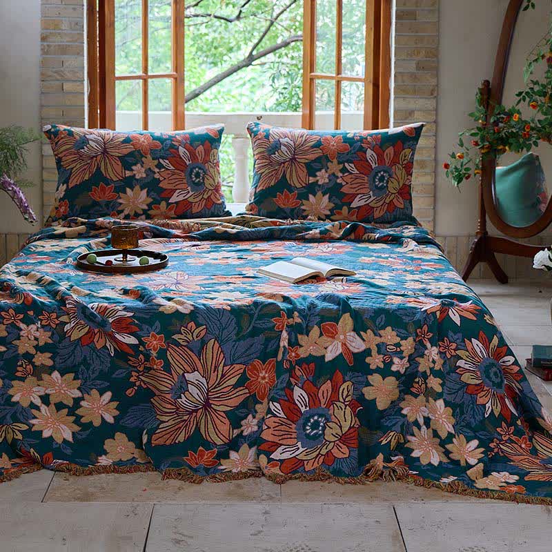 Ownkoti Flourishing Floral Cotton Tassel Quilt - image 2