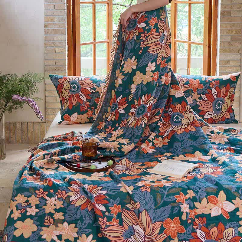 Ownkoti Flourishing Floral Cotton Tassel Blanket - image 5