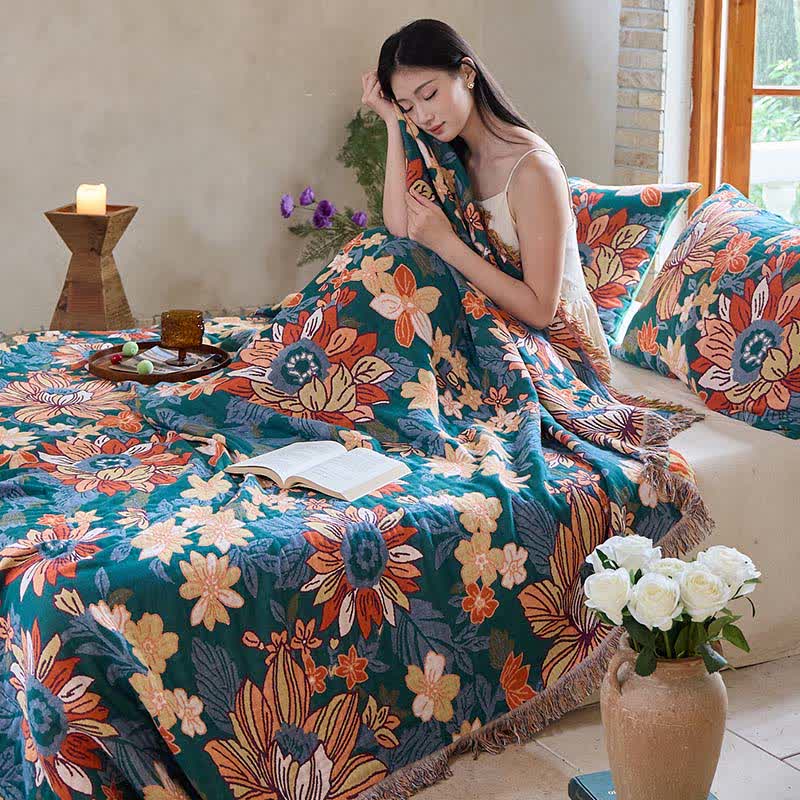 Ownkoti Flourishing Floral Cotton Tassel Quilt - image 4