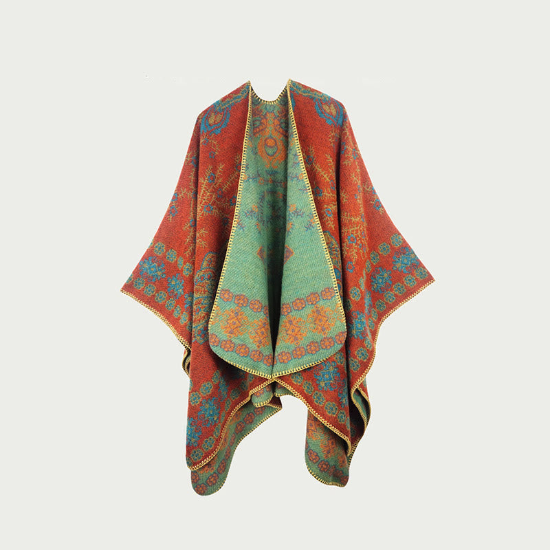 Vintage Double-Sided Shawl Cape - A - 59" x 47" - image 0