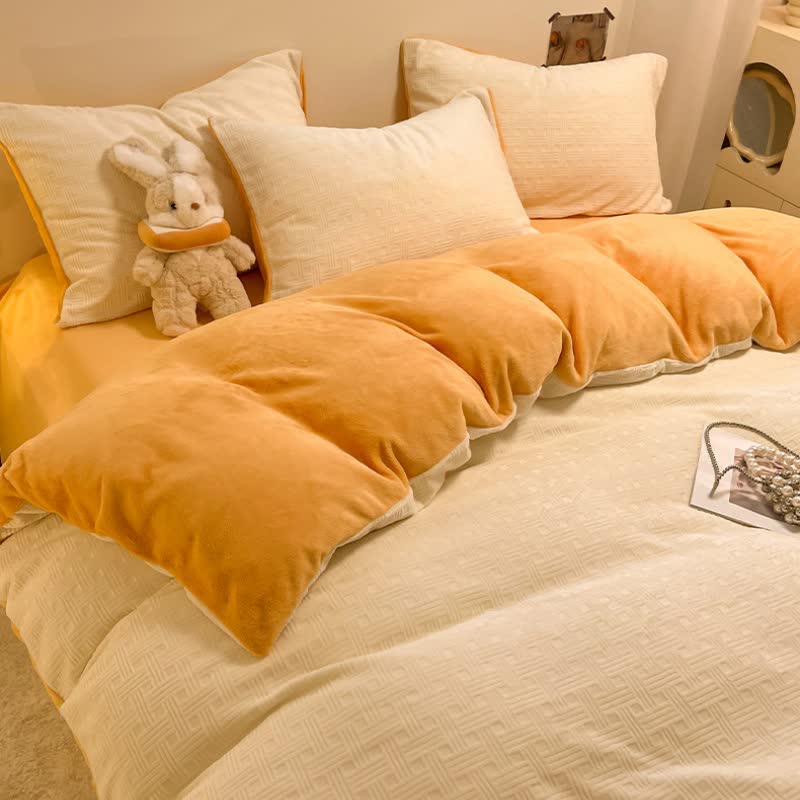 Ownkoti Plaid Textured Plush Bedding Set(4PCS) - image 3