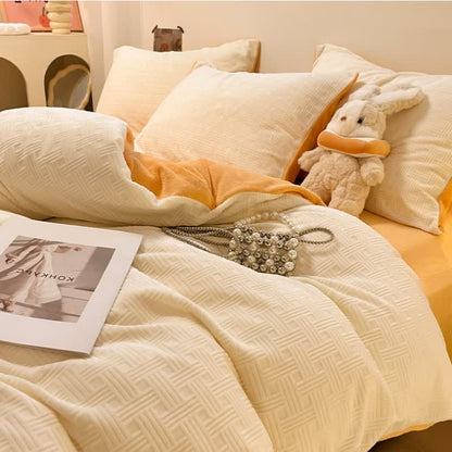 Ownkoti Plaid Textured Plush Bedding Set(4PCS) - image 4