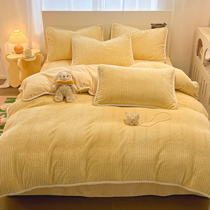 Luxury Fleece Winter Bedding Set (4PCS) - Creamy Yellow - Bedding Set(4PCS) - King - image 21
