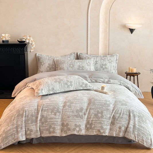 Cozy Thick Embossed Fleece Bedding Set (4PCS)  - Gray - Bedding Set(4PCS) - King - image 0
