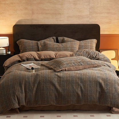 Classic Plaid Cozy Thick Bedding Set (4PCS)  - Brown - Bedding Set(4PCS) - King - image 17