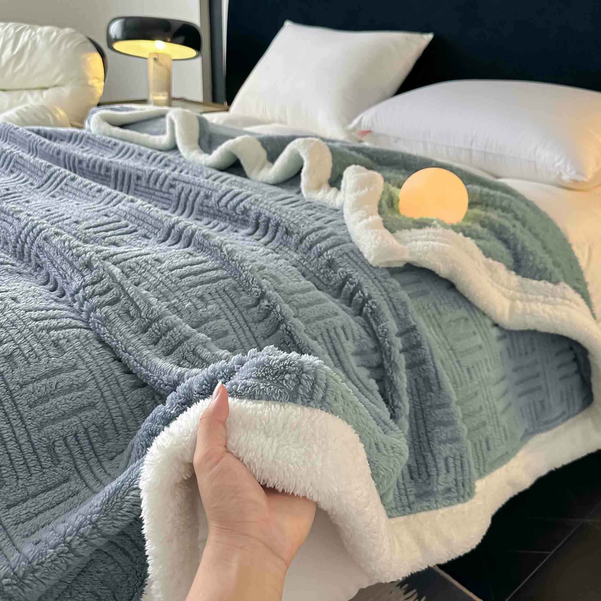 Ownkoti Plaid Jacquard Plush Throw Blanket - image 1