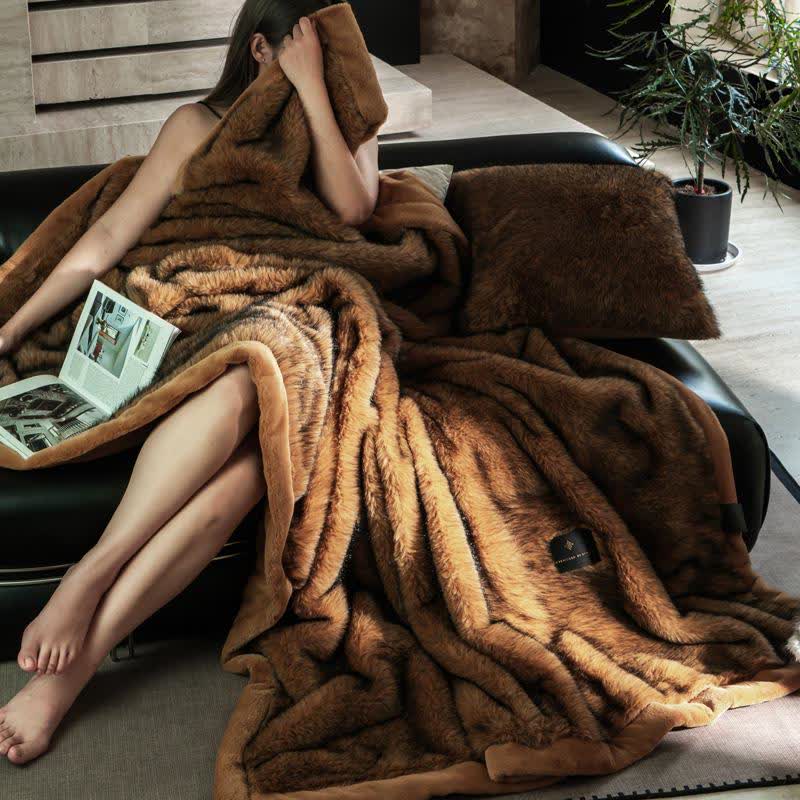 Ownkoti Luxury Faux Fur Throw Blanket - Brown - Queen - image 10