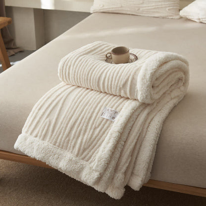 Ownkoti Tree Pattern Jacquard Sherpa Blanket - White - Queen - image 14