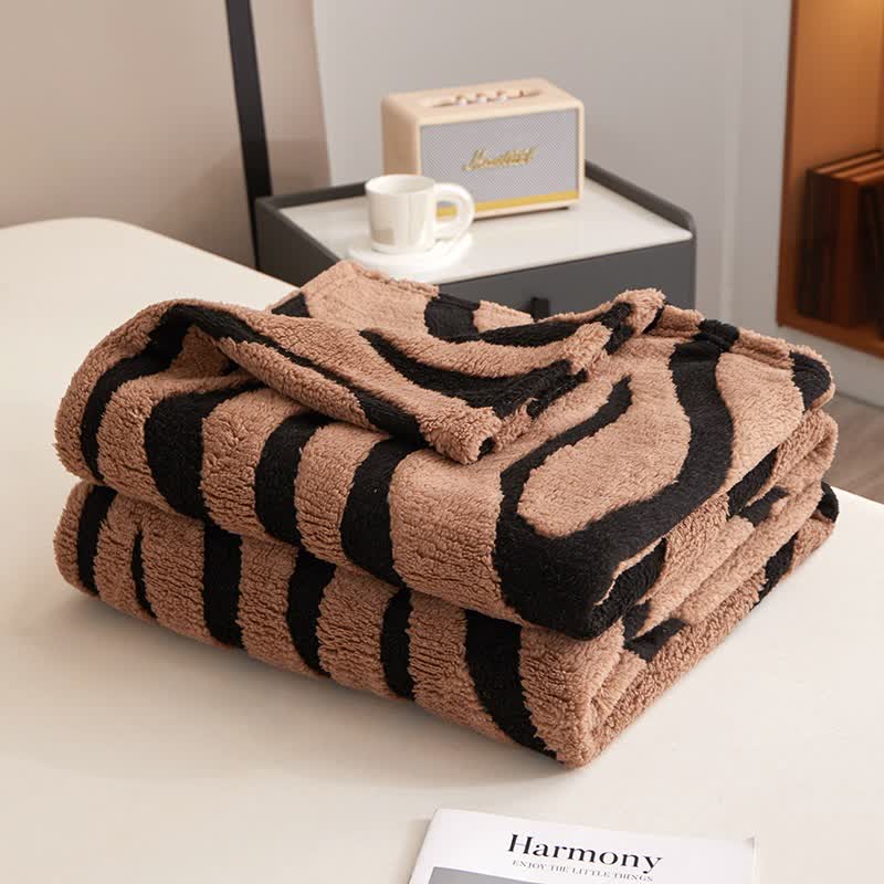 Ownkoti Modern Zebra Print Throw Blanket - Coffee - Queen - image 5