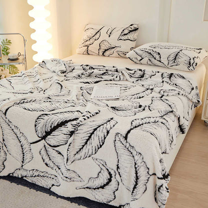 Ownkoti Banana Leaf Jacquard Throw Blanket - White - Queen - image 7