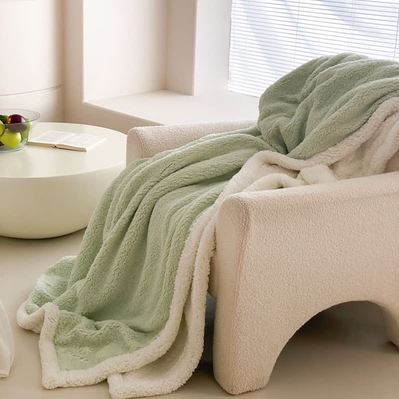 Ownkoti Bow Sherpa Reversible Throw Blanket - Light Green - Queen - image 12