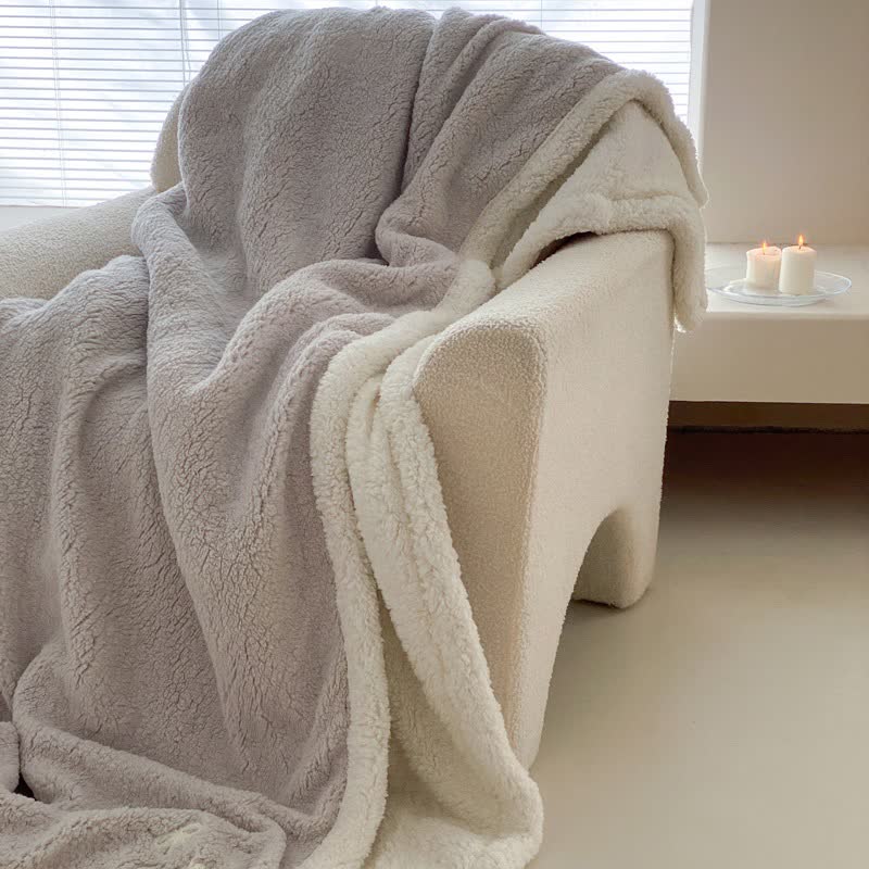 Ownkoti Bow Sherpa Reversible Throw Blanket - Light Gray - Queen - image 0