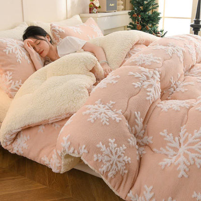 Ownkoti Snowflake Jacquard Sherpa Blanket - Light Pink - Queen - image 5
