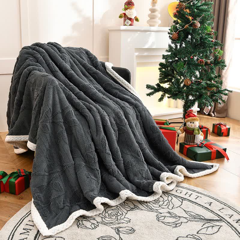 Ownkoti Leaf Textured Reversible Throw Blanket - Grey - Queen - image 9