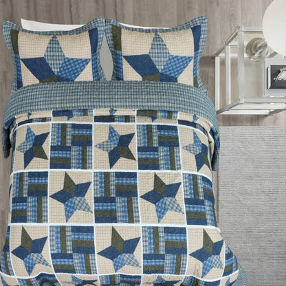 Ownkoti Vintage Star Patchwork Cotton Coverlet - image 2