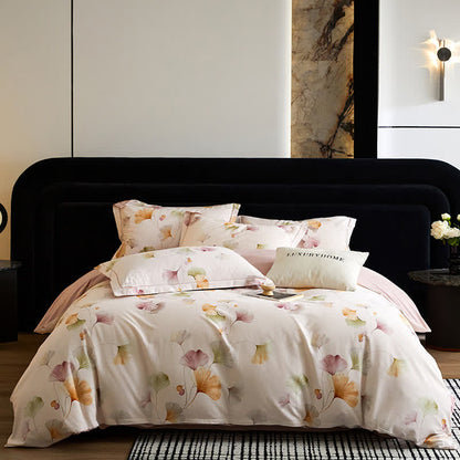 Ownkoti Elegant Ginkgo Brushed Cotton Bedding Set(4PCS) - Light Purple - King - image 3