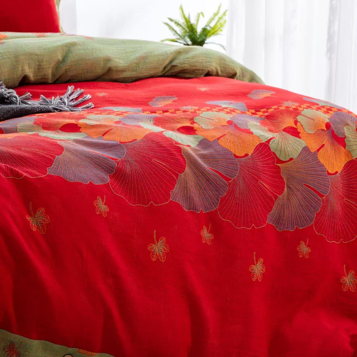 Ginkgo Leaf Pure Cotton Gauze Bedding(4PCS) - image 3