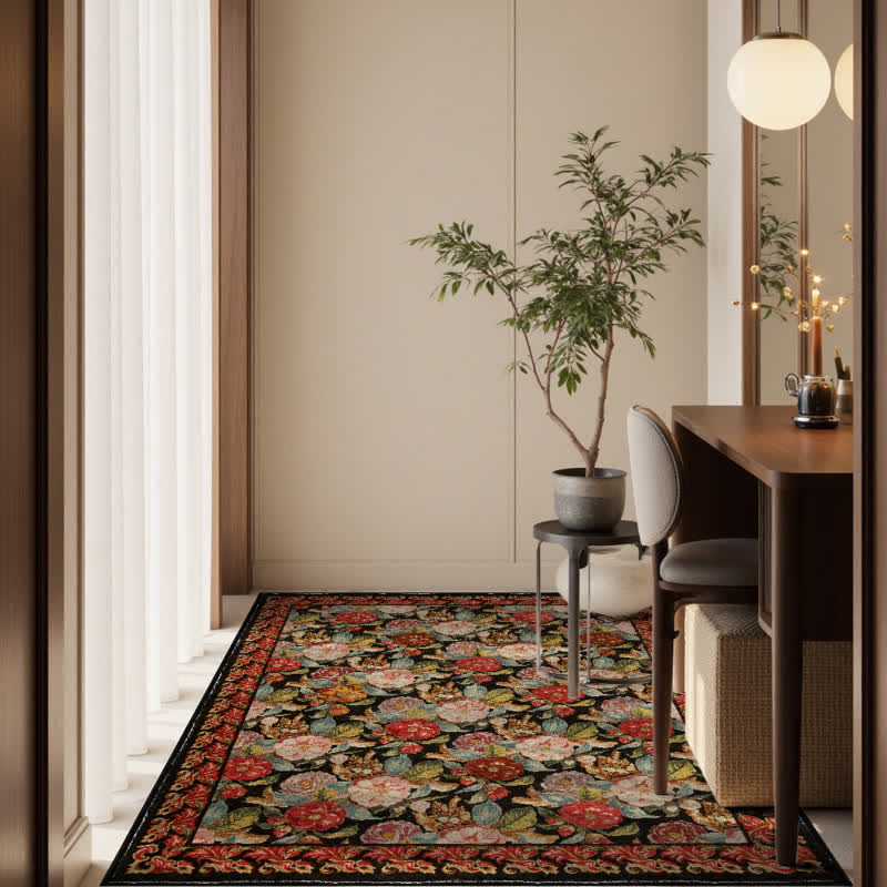 Ownkoti Dark Floral Indoor Outdoor Area Rug - Red & Black - 60" x 96" - image 6