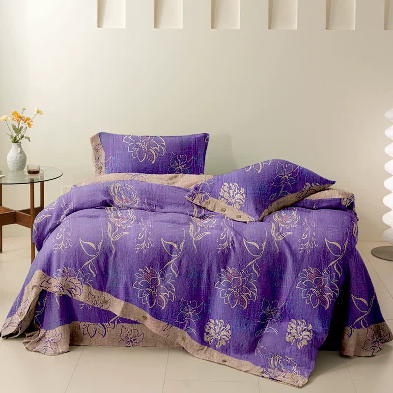 Ownkoti Artistic Peony Cotton Reversible Bedding Set(4PCS) - image 1