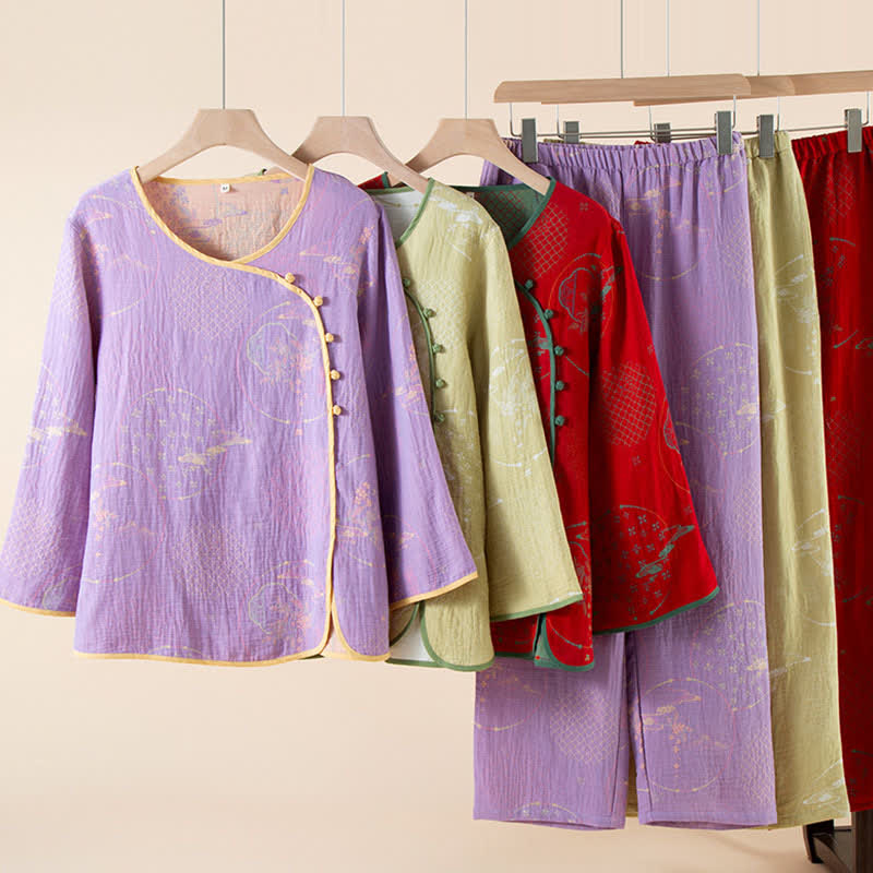 Ownkoti Oriental Retro Jacquard Cotton Gauze Loungewear - image 0