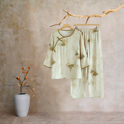 Retro Floral Bamboo Fiber Pajama Set - image 6