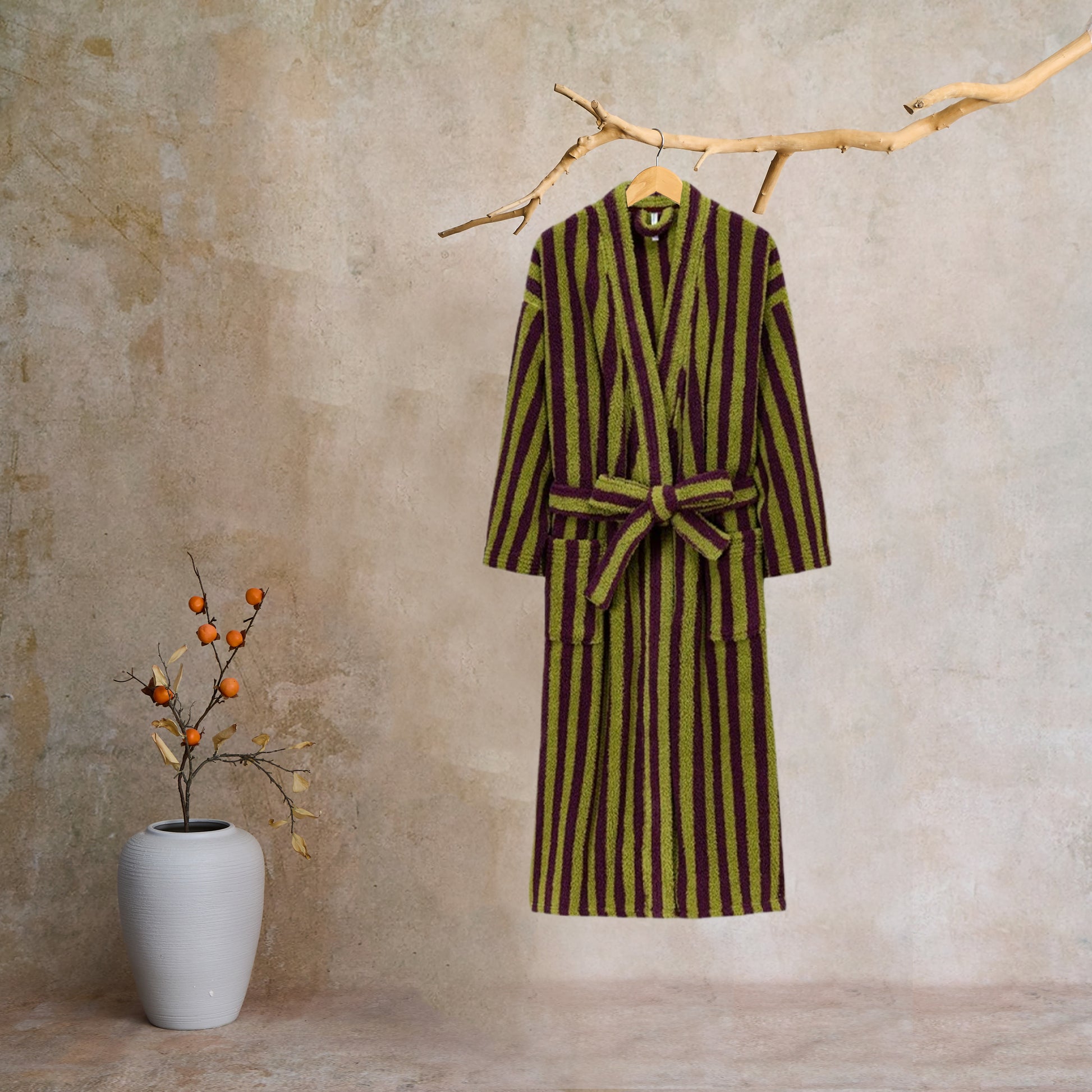 Winter Fleece Modern Stripe Long Bathrobe - image 19