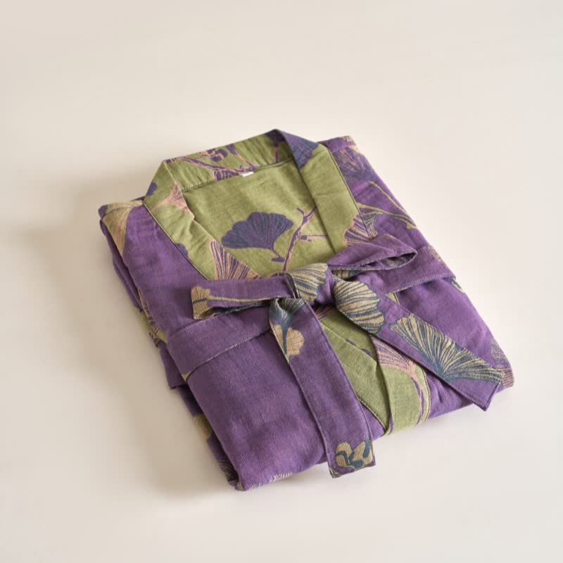 Ownkoti Cotton Gauze Ginkgo Kimono Robe - image 5