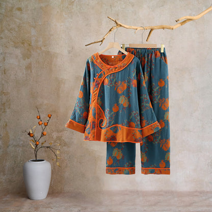 Jacquard Pomegranate Cotton Gauze Nightwear Set - image 10