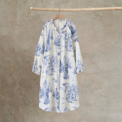 Toile Print Cotton Gauze Nightdress - image 12