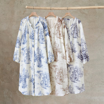 Toile Print Cotton Gauze Nightdress - image 13