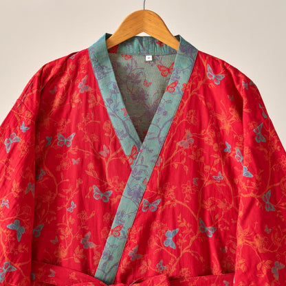 Ownkoti Cotton Gauze Vintage Butterfly Kimono Robe - image 7