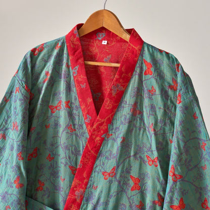 Ownkoti Cotton Gauze Vintage Butterfly Kimono Robe - image 15