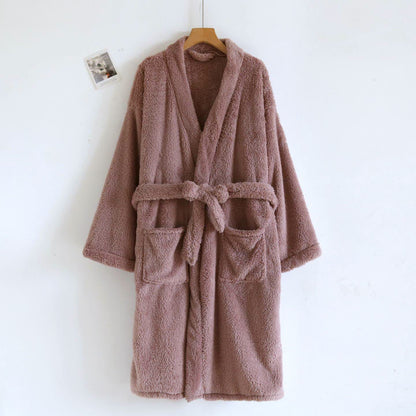 Ownkoti Matching Couple Plush Solid Robe - Rosy Brown - Women: XL - image 14