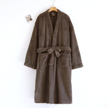 Ownkoti Matching Couple Plush Solid Robe - Dark Gray - Men: XL - image 15