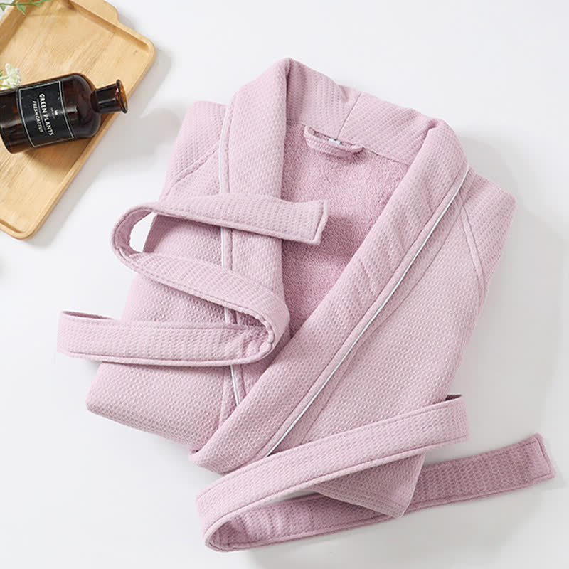 Ownkoti Unisex Cotton Solid Color Robe - image 11