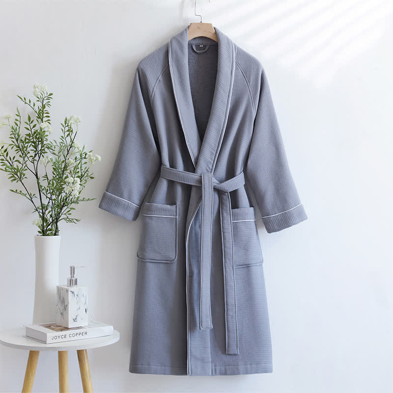 Ownkoti Unisex Cotton Solid Color Robe - image 15