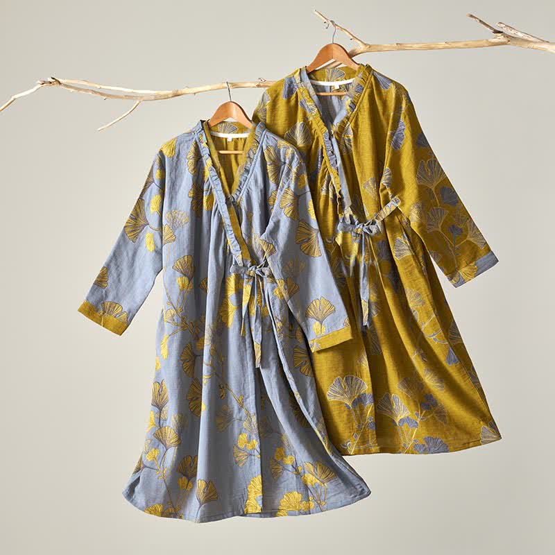 Ginkgo Leaf Hanfu Inspired Cotton Nightdress - image 3