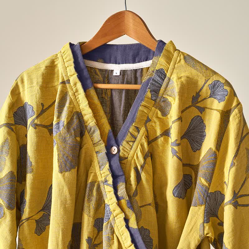 Ownkoti Ginkgo Leaf Hanfu Inspired Cotton Nightdress - image 4