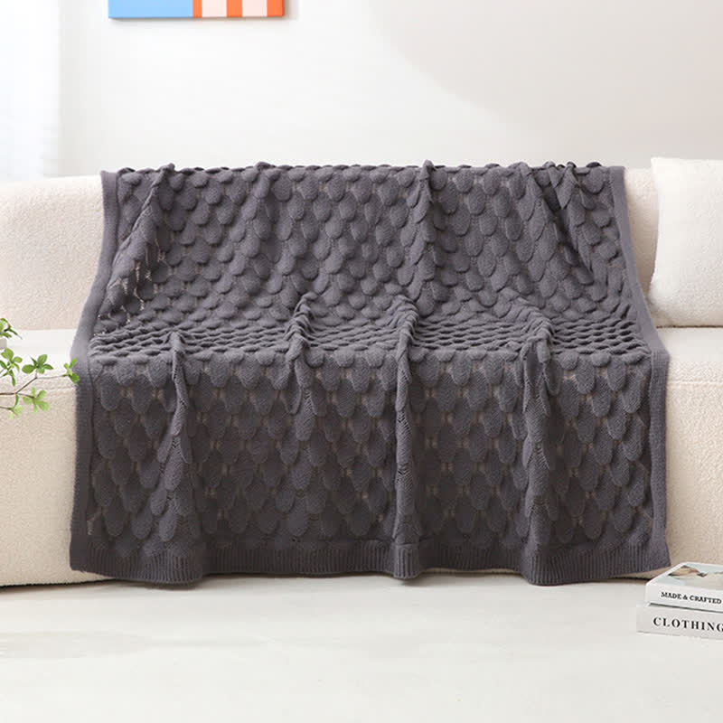 Ownkoti Solid Textured Knit Throw Blanket - Dark Grey - 51"W x 79"L - image 15