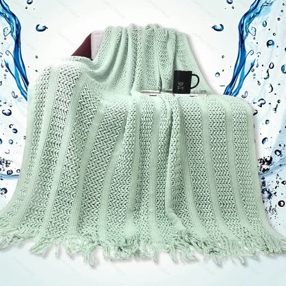 Ownkoti Solid Geometric Cable Knit Throw Blanket - Mint - 51"W x 90"L - image 4