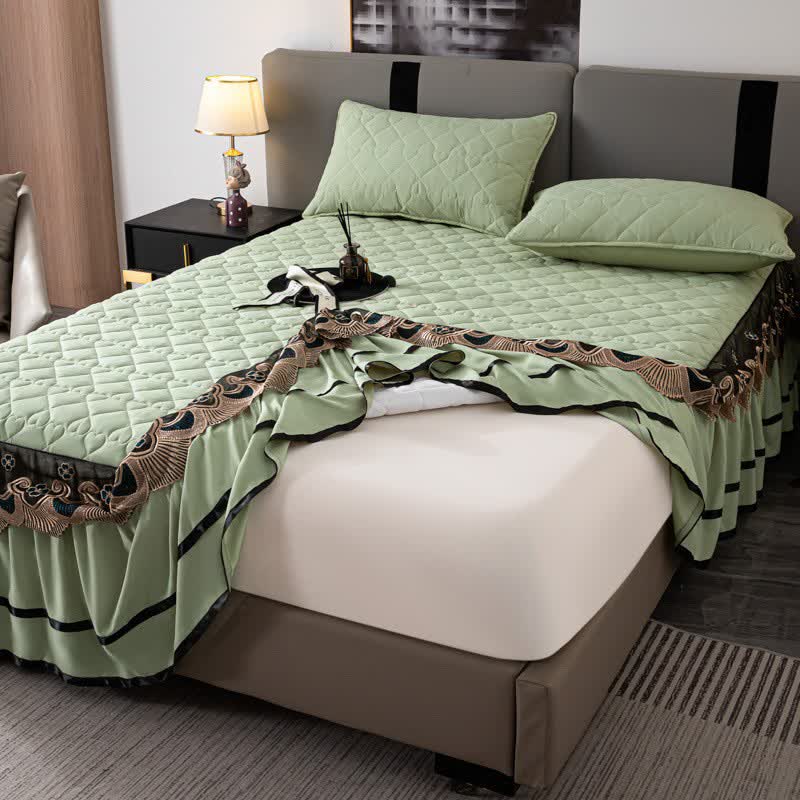 Ownkoti Heart Quilted Lace Bed Skirt Sheet - image 16