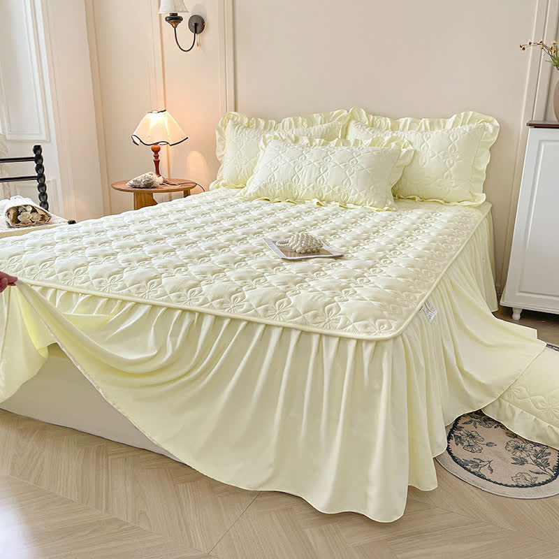 Ownkoti Geometric Quilted Bed Skirt Sheet - image 2