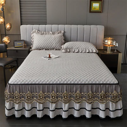 Ownkoti Quilted Sheet with Removable Bed Skirt - Grey - 2PCS Pillowcases - 19" x 29" - image 12