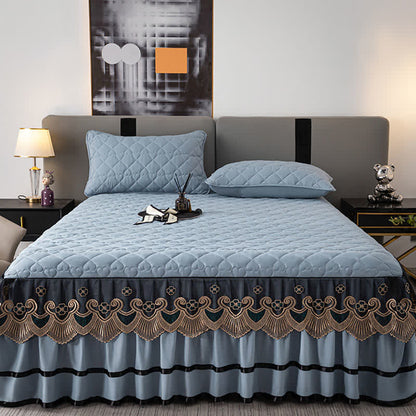 Ownkoti Heart Quilted Lace Bed Skirt Sheet - image 18