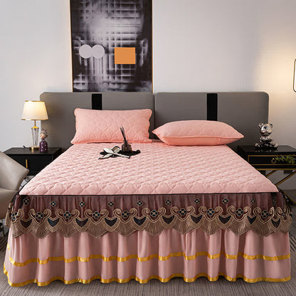 Ownkoti Heart Quilted Lace Bed Skirt Sheet - image 3