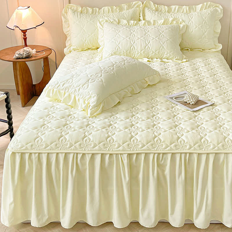 Ownkoti Geometric Quilted Bed Skirt Sheet - image 3
